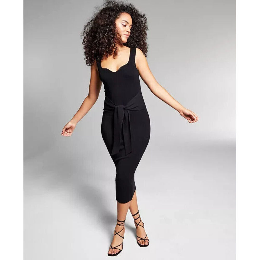 Jeannie Mai x Inc Salma Tie Waist Tank Dress Black L Large